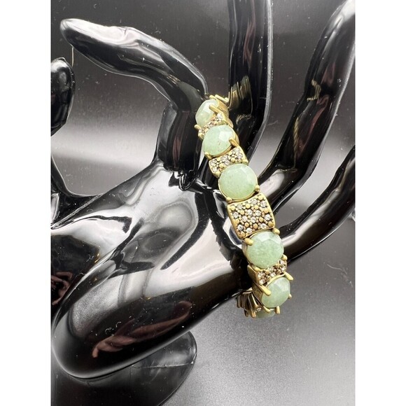 J. Crew Green and Crystal Stretch Bracelet - Picture 1 of 7